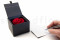 An Elegant Black Box Filled With One Red Eternal Rose